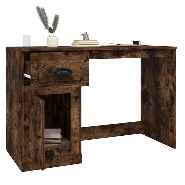 vidaXL Desk with Drawer Smoked Oak 115x50x75cm