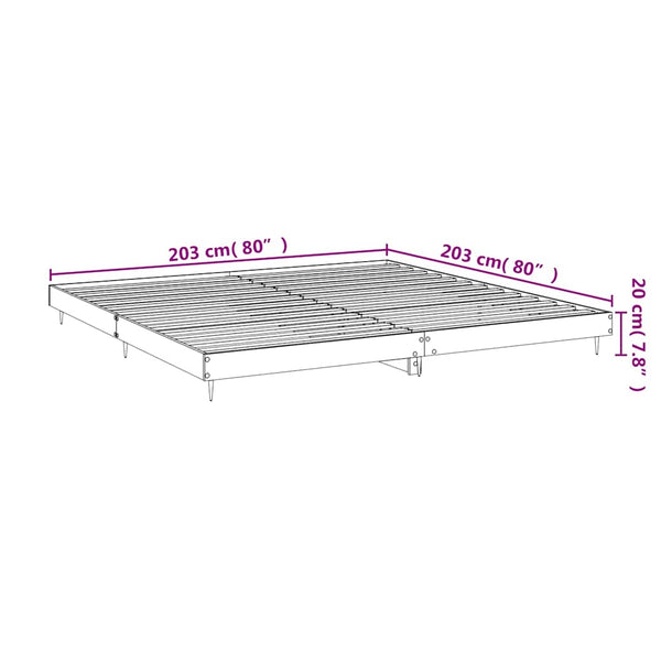 vidaXL Bed Frame without Mattress Sonoma Oak 200x200 cm Engineered Wood
