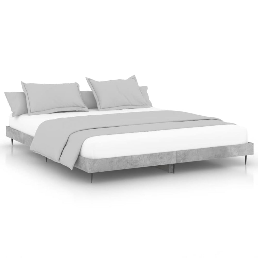 vidaXL Bed Frame Concrete Grey 200x200 cm Engineered Wood