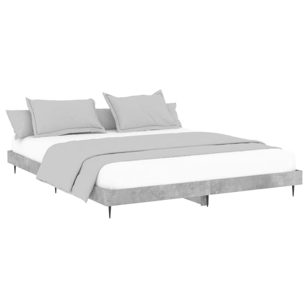 vidaXL Bed Frame Concrete Grey 200x200 cm Engineered Wood