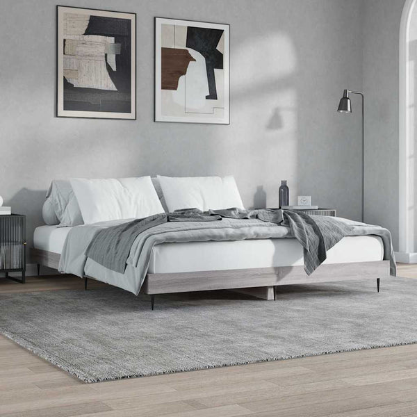 Bettgestell 200x200 cm Grau Sonoma