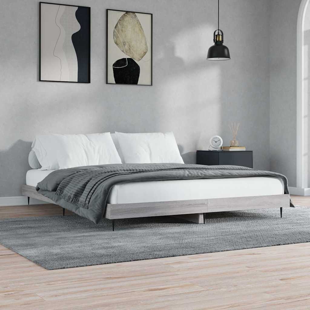 Bettgestell 200x200 cm Grau Sonoma