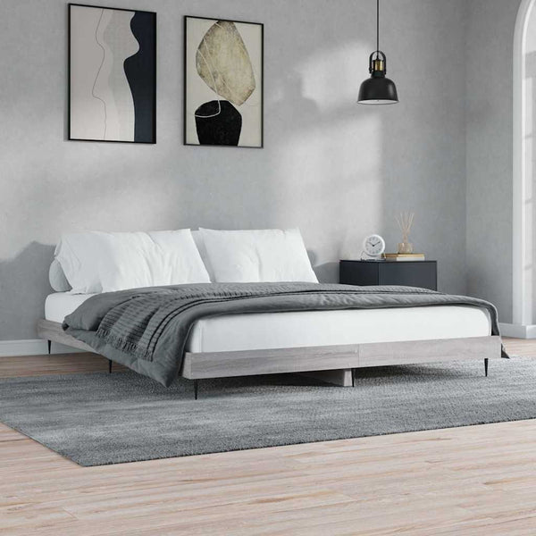 Bettgestell 200x200 cm Grau Sonoma