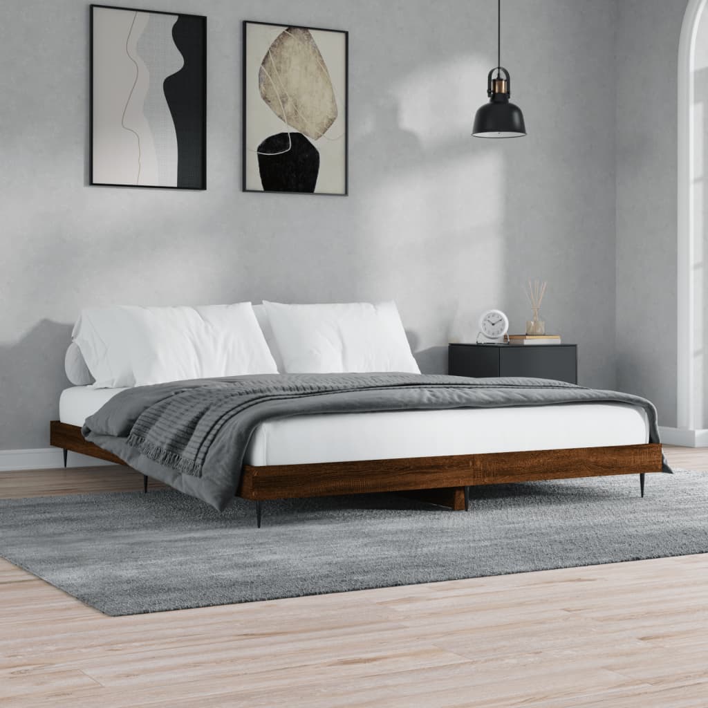 vidaXL Bed Frame without Mattress Brown Oak-Look 200x200 cm