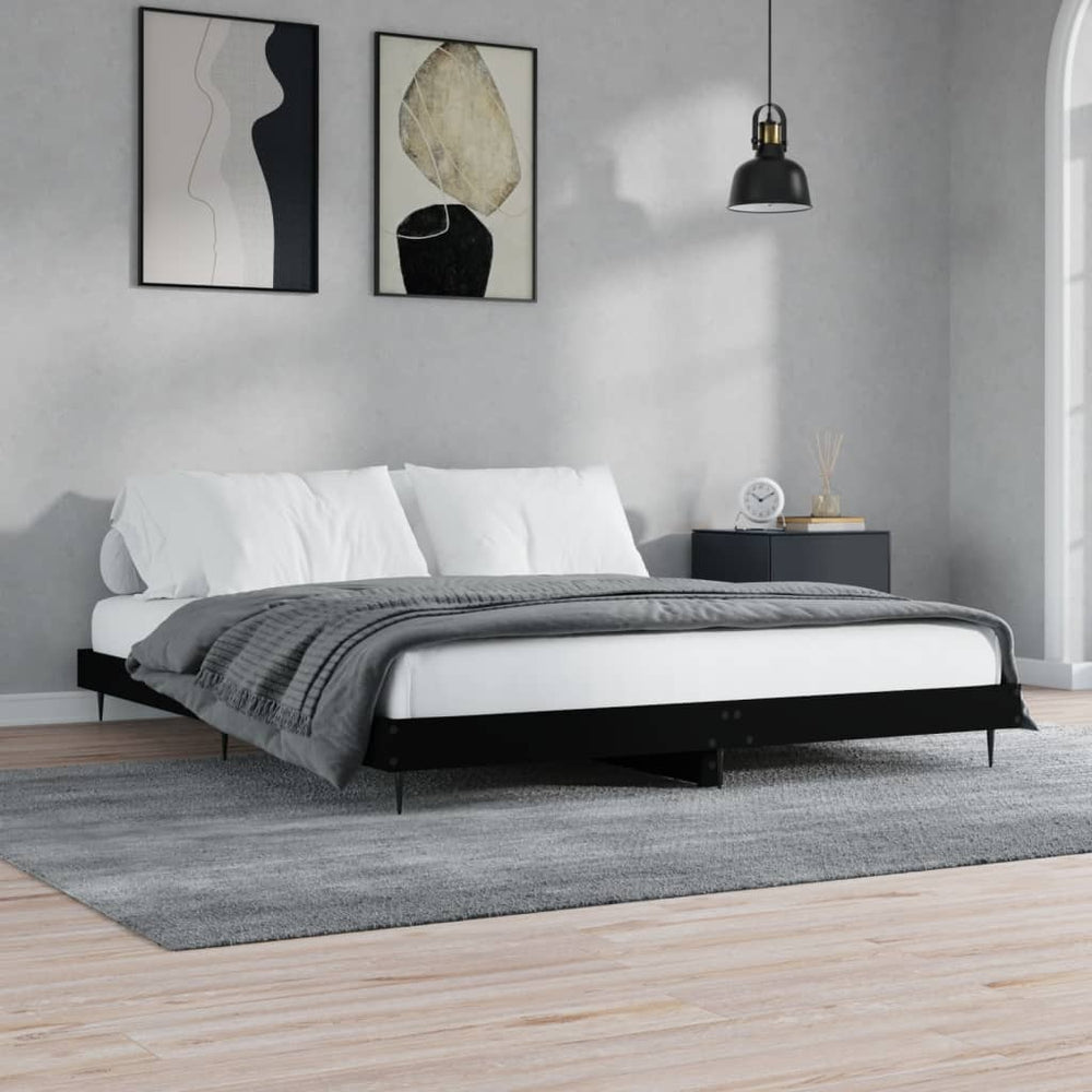 vidaXL Bed Frame without Mattress Black 180x200 cm Engineered Wood
