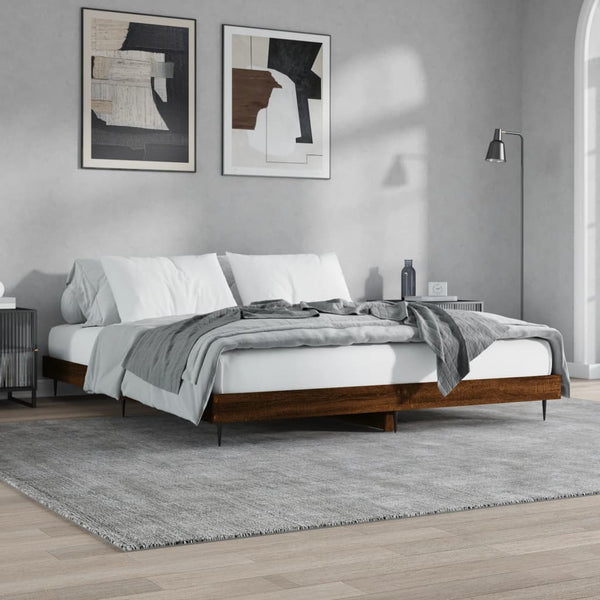 vidaXL Bed Frame without Mattress Brown Oak 150x200 cm Engineered Wood