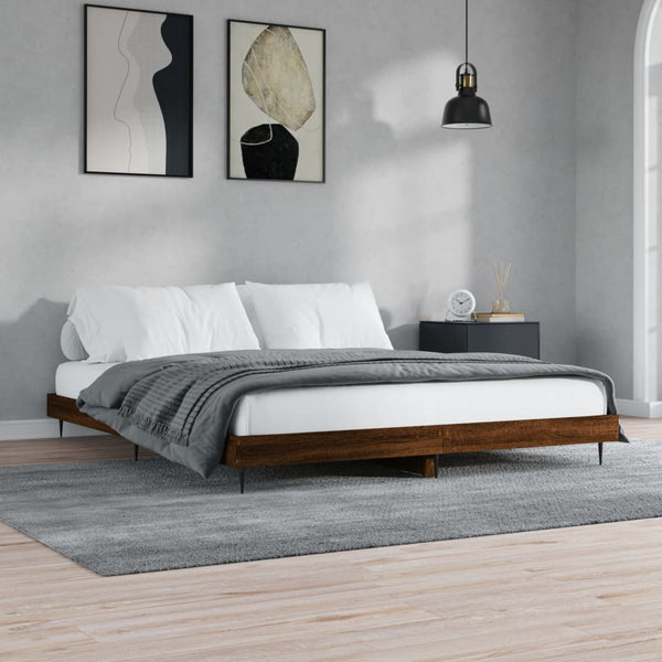 vidaXL Bed Frame without Mattress Brown Oak 150x200 cm Engineered Wood