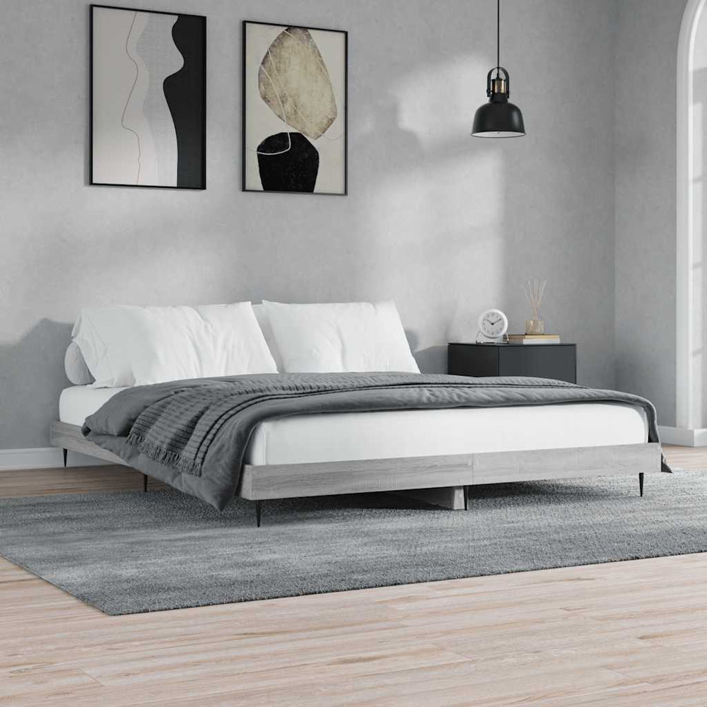 Bettgestell 120x200 cm Grau Sonoma Holz