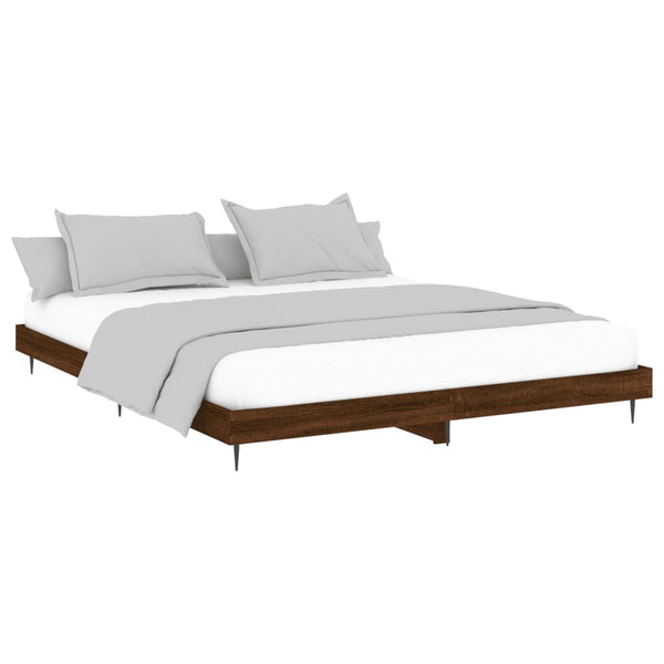 vidaXL Bed Frame Without Mattress Brown Oak 120x200 cm Engineered Wood