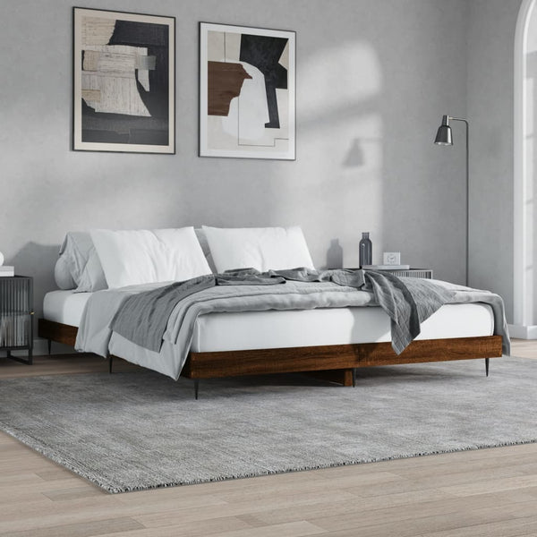 vidaXL Bed Frame Without Mattress Brown Oak 120x200 cm Engineered Wood
