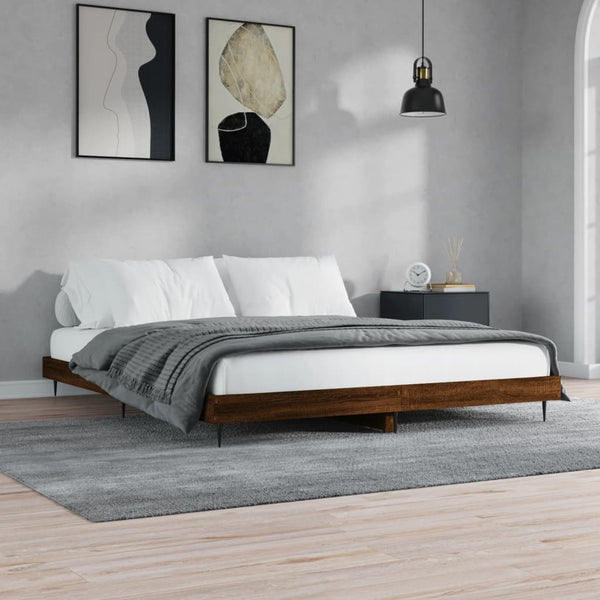 vidaXL Bed Frame Without Mattress Brown Oak 120x200 cm Engineered Wood