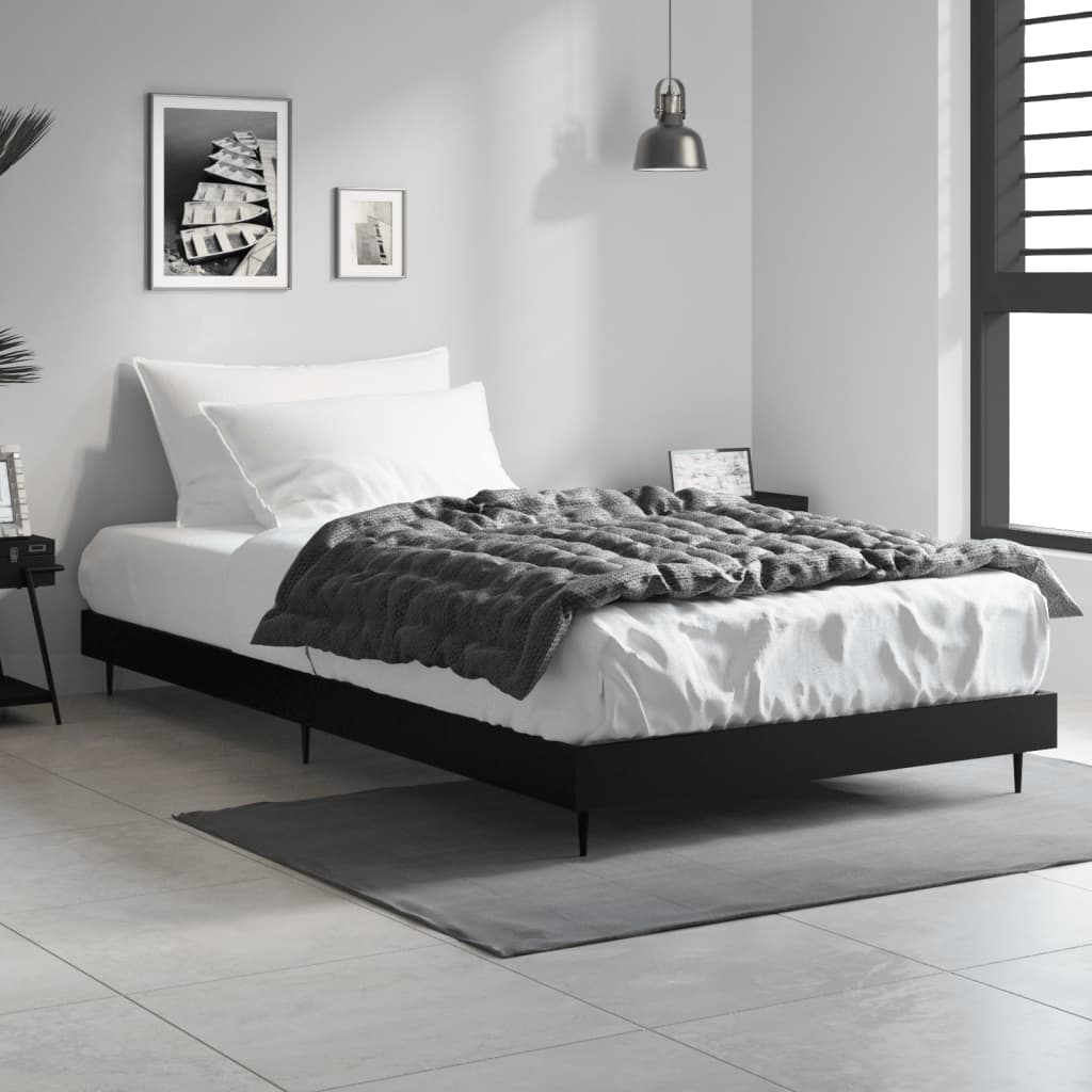 vidaXL Bed Frame Black 90x200 cm Engineered Wood