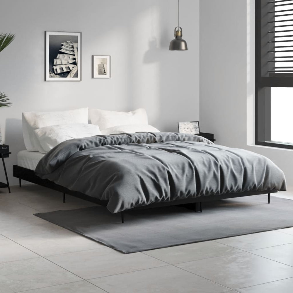 vidaXL Bed Frame Black 140x190 cm Engineered Wood