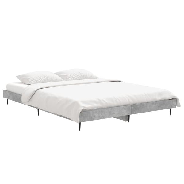 vidaXL Bed Frame Concrete Grey 140x190 cm Engineered Wood