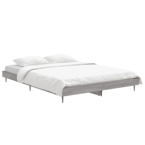 vidaXL Bed Frame Grey Sonoma 140x190 cm Engineered Wood