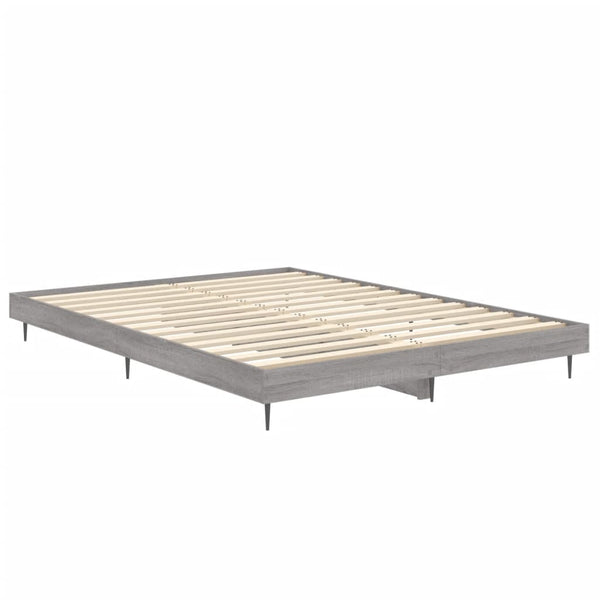 vidaXL Bed Frame Grey Sonoma 140x190 cm Engineered Wood