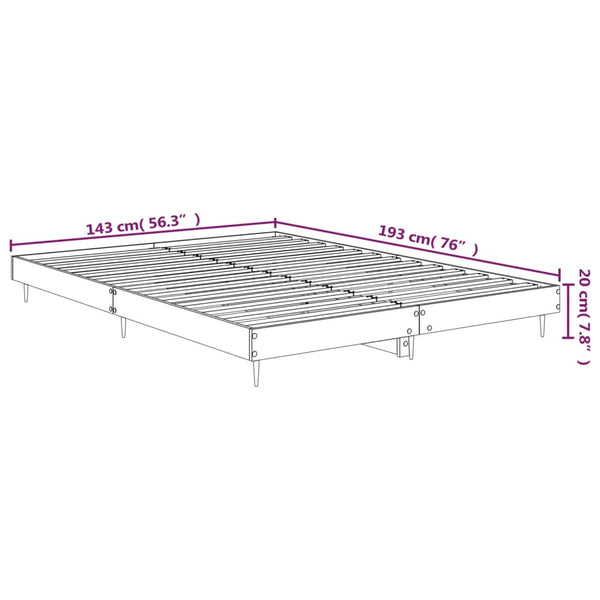 vidaXL Bed Frame Grey Sonoma 140x190 cm Engineered Wood