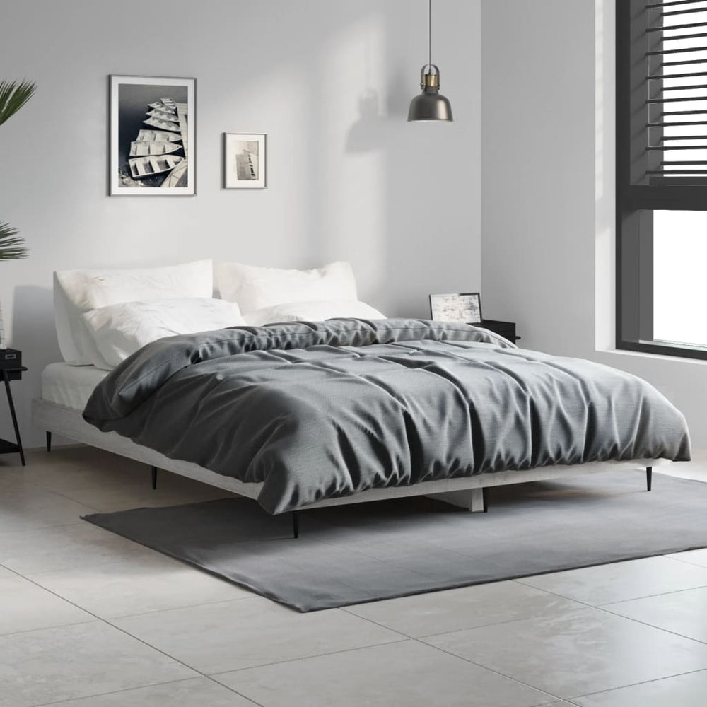 vidaXL Bed Frame Grey Sonoma 140x190 cm Engineered Wood