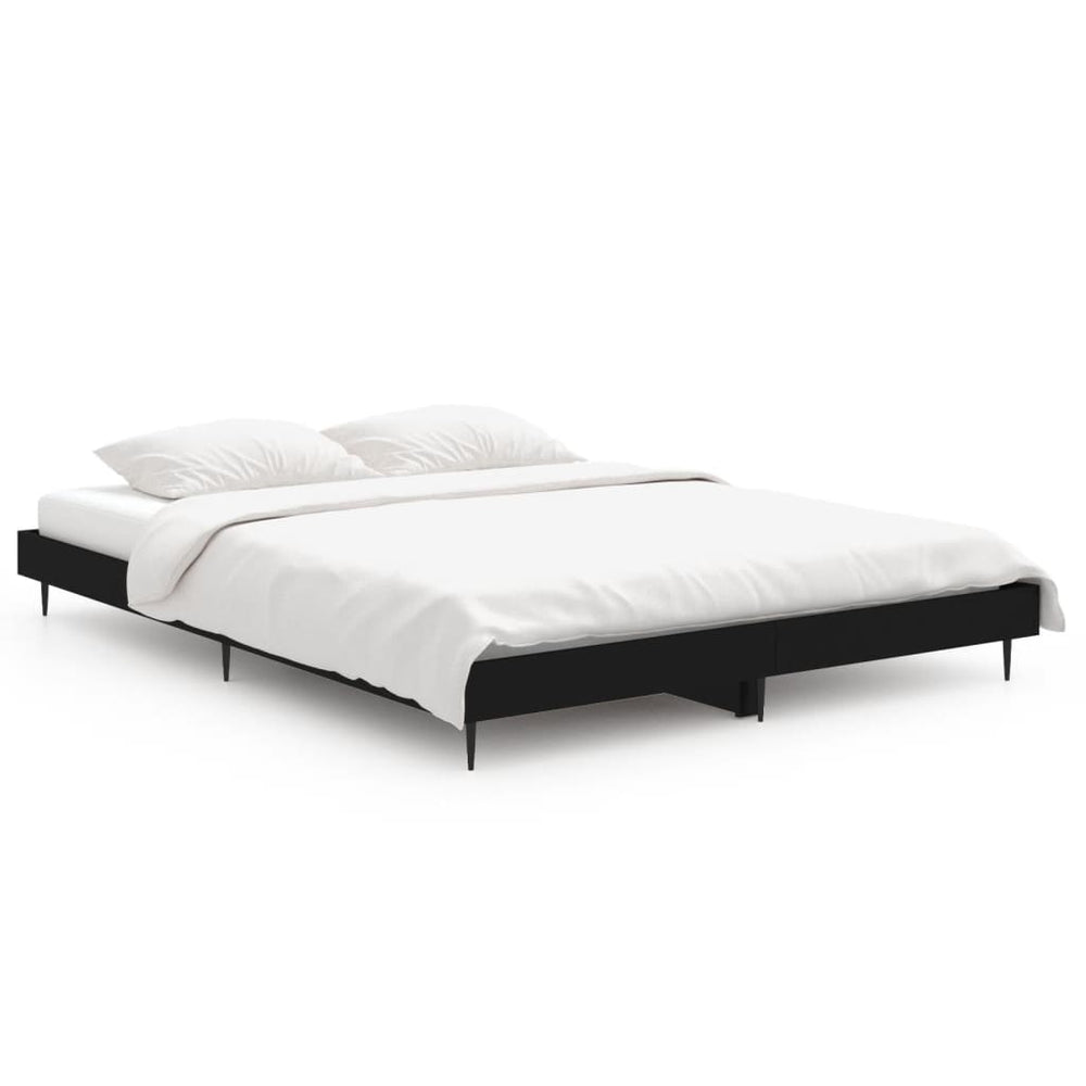 vidaXL Bed Frame Black 135x190 cm Engineered Wood