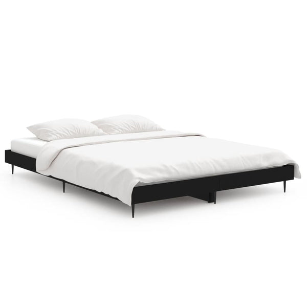 vidaXL Bed Frame Black 135x190 cm Engineered Wood