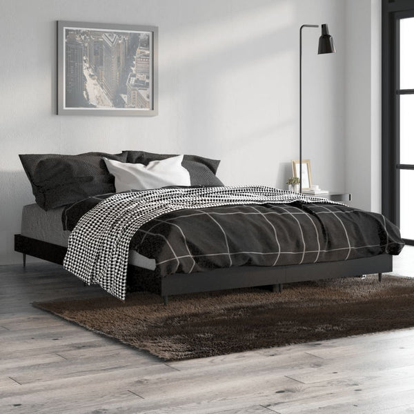 vidaXL Bed Frame Black 135x190 cm Engineered Wood