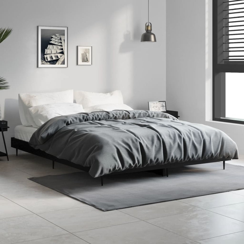 vidaXL Bed Frame Black 135x190 cm Engineered Wood
