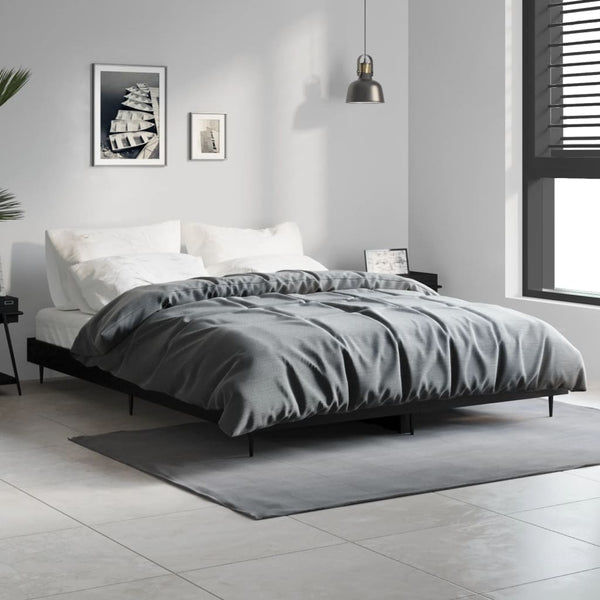 vidaXL Bed Frame Black 135x190 cm Engineered Wood