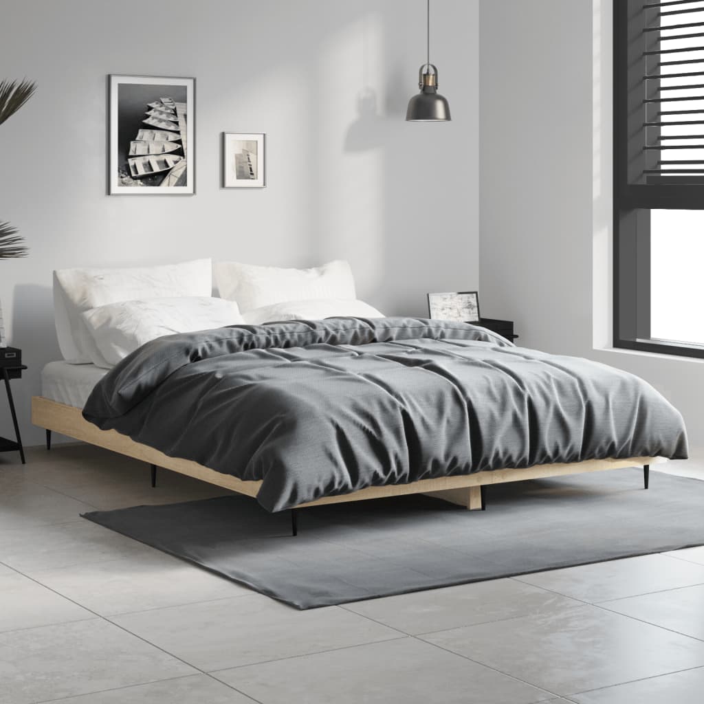vidaXL Bed Frame Sonoma Oak 135x190 cm Engineered Wood