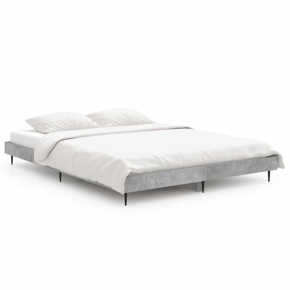 vidaXL Bed Frame Concrete Gray 135x190 cm Engineered Wood