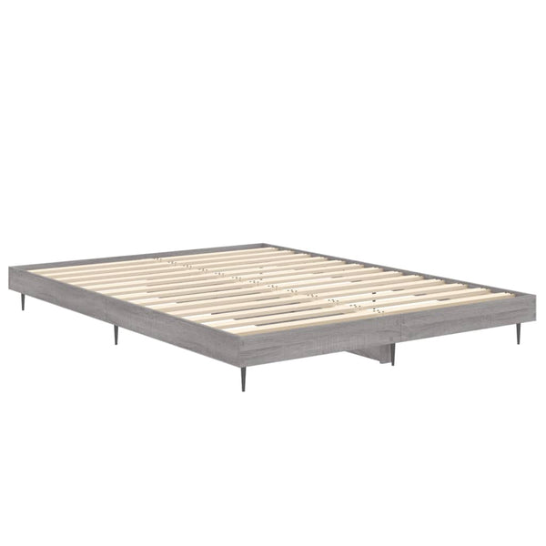 vidaXL Bed Frame Grey Sonoma 135x190 cm Engineered Wood