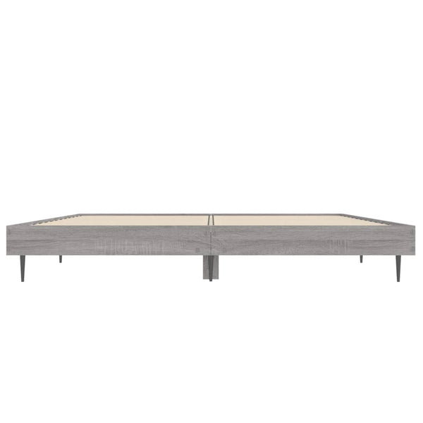 vidaXL Bed Frame Grey Sonoma 135x190 cm Engineered Wood