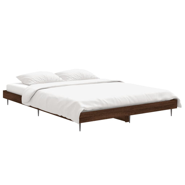 vidaXL Bed Frame Brown Oak Look 135x190 cm Engineered Wood