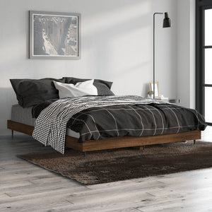 vidaXL Bed Frame Brown Oak Look 135x190 cm Engineered Wood