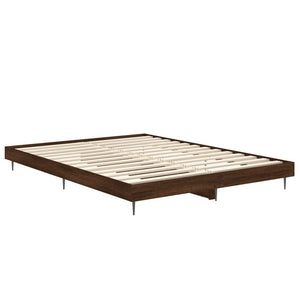 vidaXL Bed Frame Brown Oak Look 135x190 cm Engineered Wood