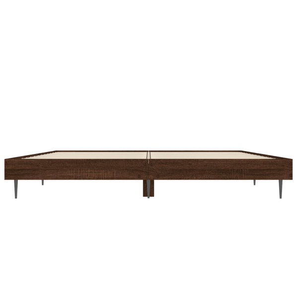 vidaXL Bed Frame Brown Oak Look 135x190 cm Engineered Wood