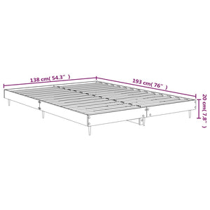 vidaXL Bed Frame Brown Oak Look 135x190 cm Engineered Wood