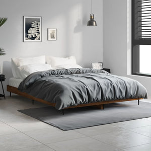vidaXL Bed Frame Brown Oak Look 135x190 cm Engineered Wood