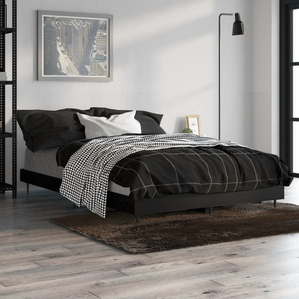 vidaXL Bed Frame Black 120x190 cm Engineered Wood