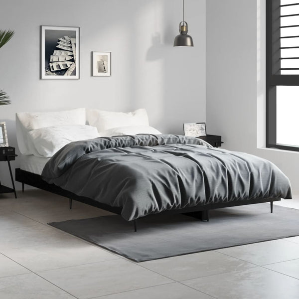 vidaXL Bed Frame Black 120x190 cm Engineered Wood
