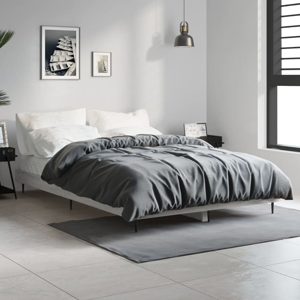 vidaXL Bed Frame Grey Sonoma 120x190 cm Engineered Wood