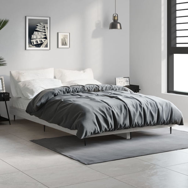 vidaXL Bed Frame Grey Sonoma 120x190 cm Engineered Wood