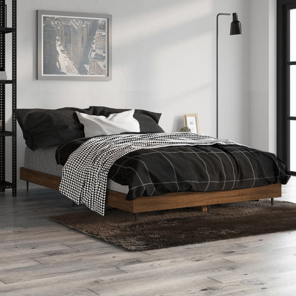 vidaXL Bed Frame Without Mattress Brown Oak 120x190 cm Engineered Wood