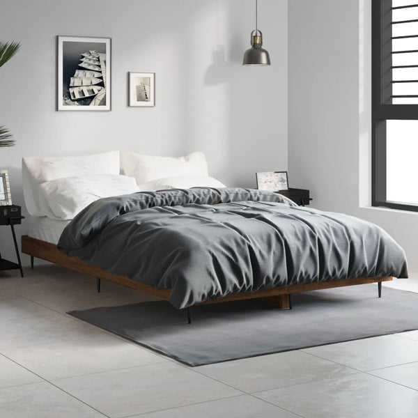 vidaXL Bed Frame Without Mattress Brown Oak 120x190 cm Engineered Wood
