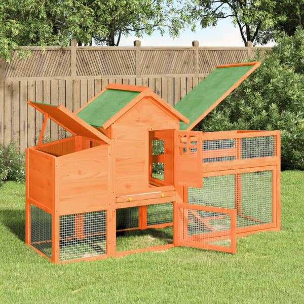 vidaXL Chicken Coop Brown 186.5x58.5x113 cm Solid Pine Wood