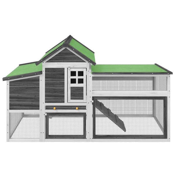 vidaXL Chicken Coop Grey 186.5x58.5x113 cm Solid Pine Wood