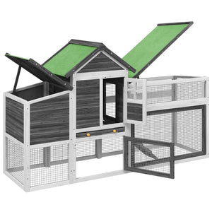 vidaXL Chicken Coop Grey 186.5x58.5x113 cm Solid Pine Wood