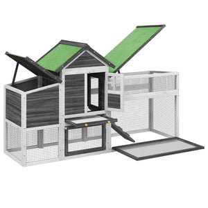 vidaXL Chicken Coop Grey 186.5x58.5x113 cm Solid Pine Wood