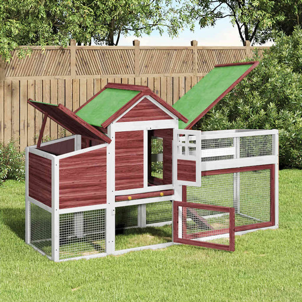 vidaXL Chicken Coop Mocha 186.5x58.5x113 cm Solid Pine Wood