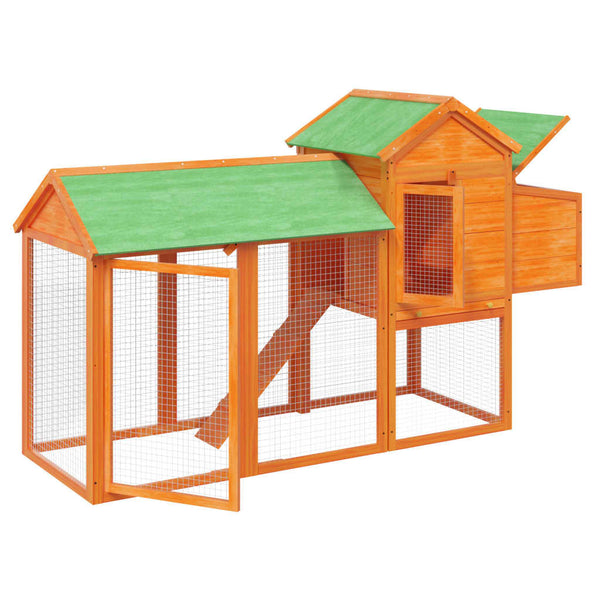 vidaXL Chicken Coop Brown 193x65x117 cm Solid Pine Wood