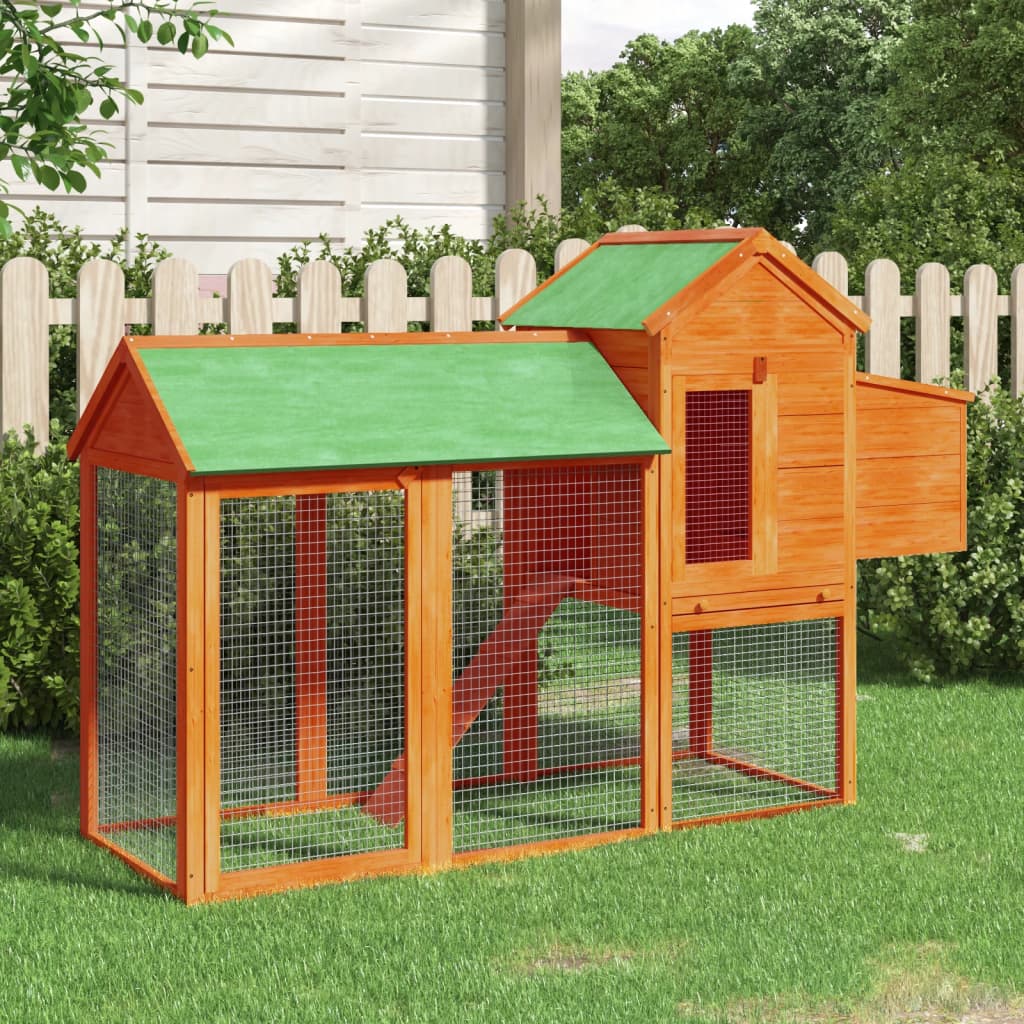 vidaXL Chicken Coop Brown 193x65x117 cm Solid Pine Wood